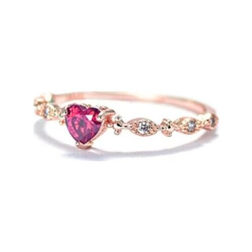Trendy heart bague rings for women engagement wedding band rings rose gold color Natural stone fashion jewelry gifts
