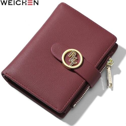 WEICHEN 2020 Designer Women Wallet Zipper Coin Pocket Card Holder Female Short Wallets Leather Hight Quality Trifold Purse Lady