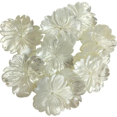 10pcs Wholesale Jewelry 30mm Beautiful White Mother of pearl Shell Art Flower women Pendant Bead C8322