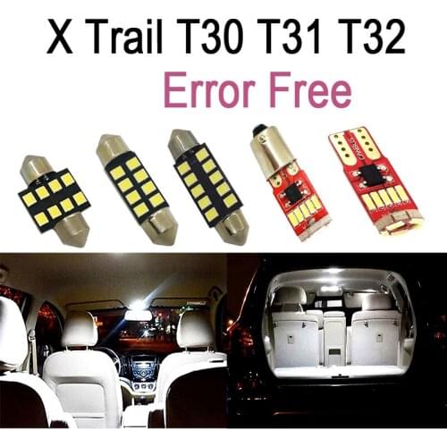 100% White Error Free LED Interior Dome Map Roof light kit For Nissan X Trail T30 T31 T32 For X-Trail LED bulbs 2001-2019