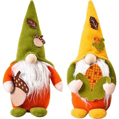 2 Pcs Fall Thanksgiving Gnome Decorations, Handmade Swedish Plush Elf Faceless Doll Ornament, Home Decor Birthday Gift