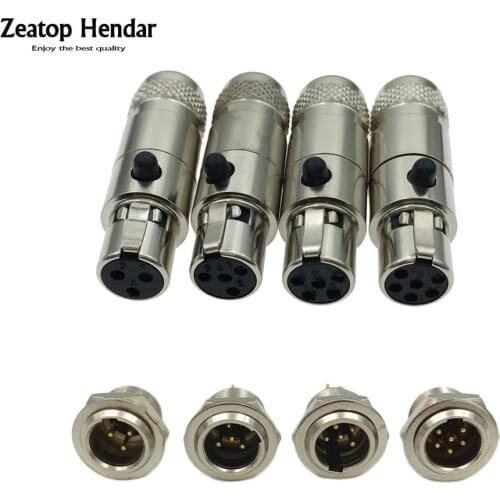 2Pcs Metal Mini XLR 3 4 5 6 Pin Female Plug / Male Socket Small XLR Audio Microphone Connector DIY MIC for Cable Solder Straight