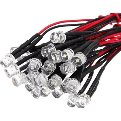 Promotion! 20CM 12V Wired For Light Emitting Diode Wiring LED Lot Size: 5mm Flat Top Color:red QTY:10Pcs