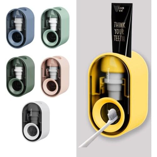 Automatic Toothpaste Dispenser Holder Dust Proof Wall Mount Toothpaste Squeezer Toothpaste Pump Dispenser Bathroom Accessories