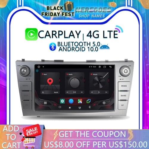 DSP Android10.0 32GB 64GB Car Multimedia DVD Player 4G LTE Carplay GPS Map Bluetooth 5.0 Auto Radio For Toyota CAMRY 2007-2011