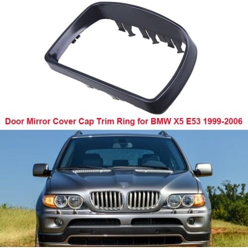 Black Rearview Mirror Cap Frame,Wing Side Mirror Cover Trim Ring For BMW E53 X5 1999-2006,Car Accessories Replacement