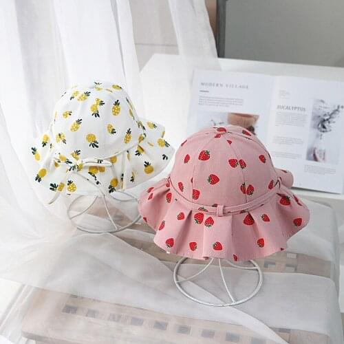 Baby Hats Cute Cartoon Floral Pure cotton Fisherman Hat Baby Girls Boys Protection Basin Hat Sunhat Childrens Bucket Hats