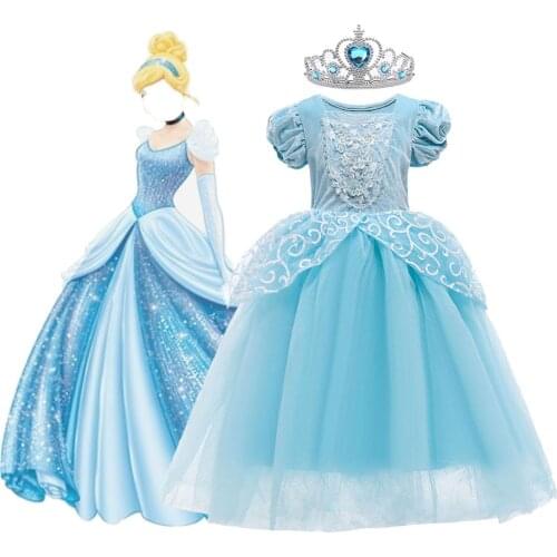 3-10 Years Children Princess Costume Girl Cinderella Dress Baby Girl Birthday Party Christmas Evening Dress Girl Princess Dress