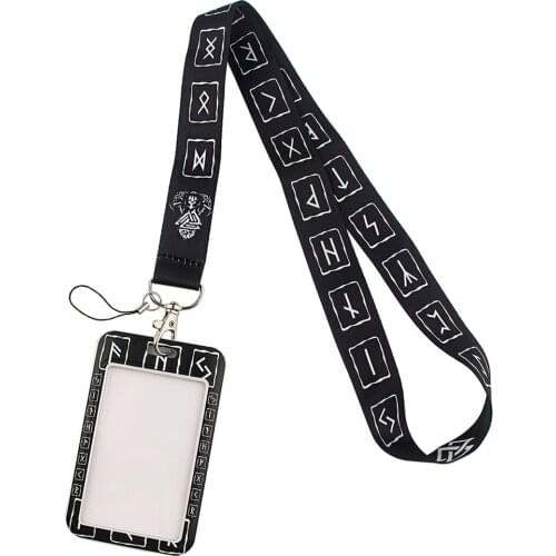DZ1401 Northern Europe Viking Rune Key lanyard Car Keychain ID Card Pass Gym Mobile Phone Key Ring Badge Holder Jewelry Gifts