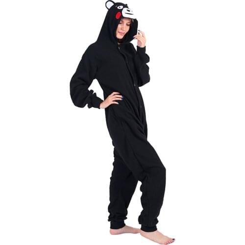 Adult Kumamon Bear Onesies Anime Cosplay Costume Fleece Cartoon Pajamas Animal Halloween Party Jumpsuits Pyjamas Suit Sleepwear