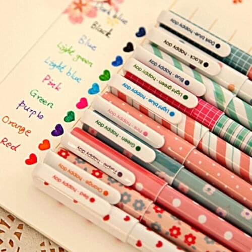 Kawaii Gel Pen 10 Color Ink Pen Set Cute 0.38mm Writing Boy Girl Office School Stationery Gifts For Children