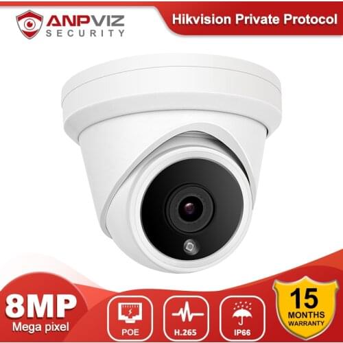 Anpviz 8MP 4K High Resolution Turret POE IP Camera Built in Hikvision Privatey Protocol Outdoor Security Cam H.265 Remote View