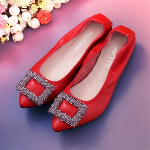 AUCVEE Classic Genuine Leather Ballet Flats Shoes Woman Pointed Toe Shallow Soft Office Work Pregnant Shoes Woman Flats Loafers