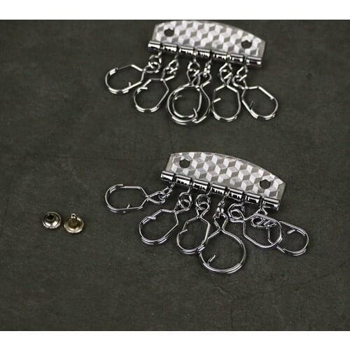 DIY leather craft wallet bag inner key ring 6 rings silver new pattern carved 10pcs/lot