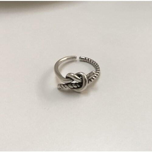 925 Sterling Silver Dainty Vintage Retro Stacking Nautical Love Knot Ring Bridesmaid Gift Oxidized Antique Silver Hammered Rings