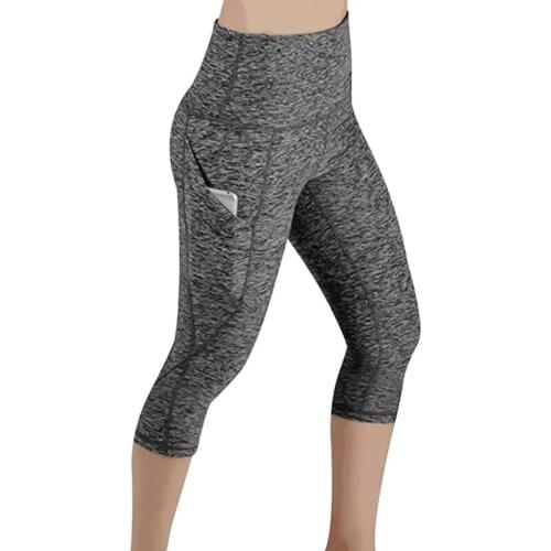 Female 3/4 Sporting Leggings Side Pockets Design Slim Leggings Female Casual Push Up Sporting Fitness High Waist Leggings