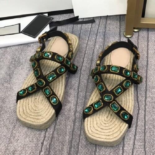 Platform Summer Shoes Women Cross Tied Rhinestone Decoration Woman Shoes Zapatos De Mujer Crysta Sandals Buckle Strap New 2020