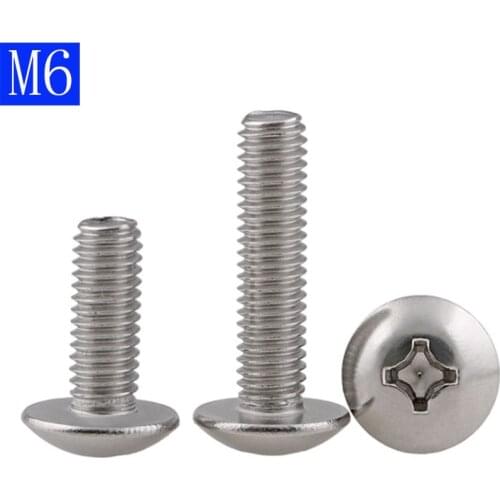 M6 - 1.0 304 Stainless Steel Phillips Pan Cross Drive Truss Head Machine Screws A2 bolts