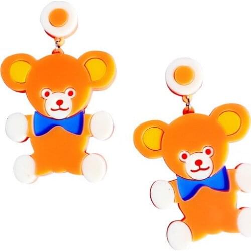 Small fresh orange bear earrings girl heart earrings temperament Korean personality simple delicate web celebrity earring E20022