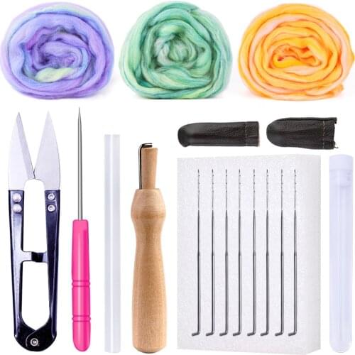 Imzay Handle Wool Felting Tools Kit DIY Wool Felt Handmade Felt Needle Set Needlework Accessories Felting Fabric Materials