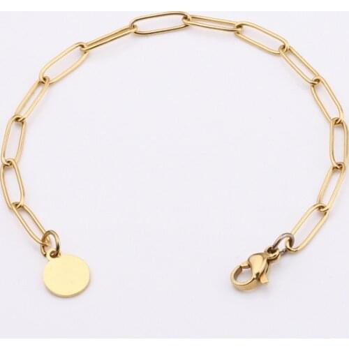 Stainless Steel Round Charm Bracelet Blank For Engrave Gold/Rose Gold/Silver Color Metal Circle Tag Bracelet Wholesale 10pcs