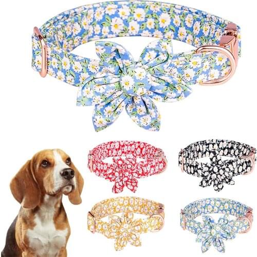 Nylon Led Dog Collar Personalized Pet Necklace Adjustable Small Medium Large Dogs Flower Collars Pitbull Chihuahua Dog Supplies