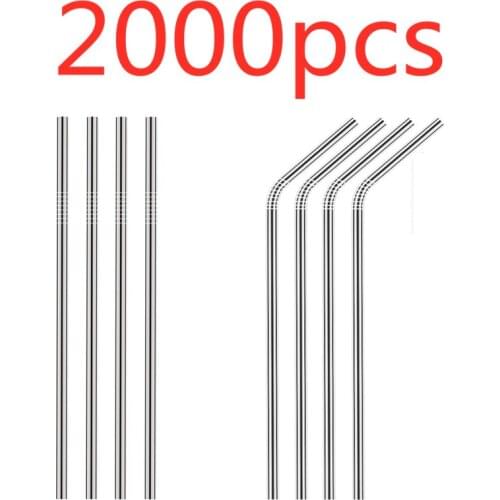 Wholesale 2000pcs Metal Drinking Straw Stainless Steel Reusable Straws For Beer Fruit Juice Drinking