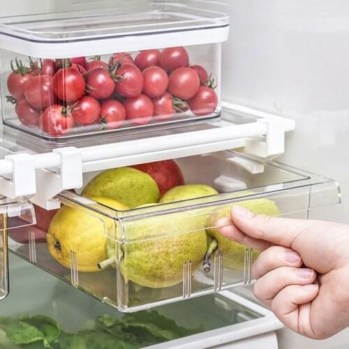Refrigerator Drawer Organizer Transparent Fridge Storage Bin Pulling Type Preservation Storage Box Kitchen Organizer