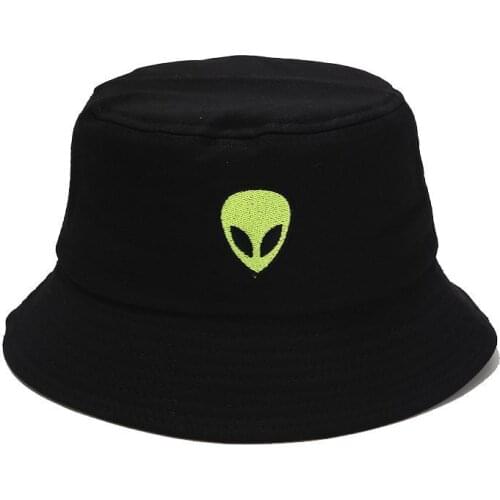 Green Black White Solid Alien Bucket Hat Unisex Bob Caps Hip Hop Gorros Men Women Summer Panama Cap Beach Sun Fishing Boonie Hat