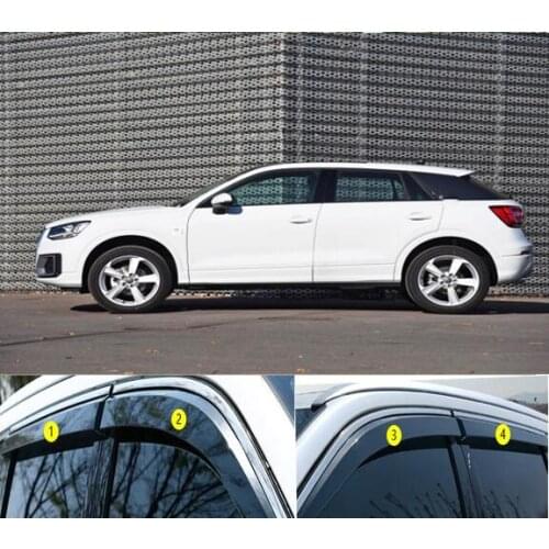 4pcs Plastic Exterior Visor Vent Shades Window Sun Rain Guard Deflector For Audi A8L 2018 YJD