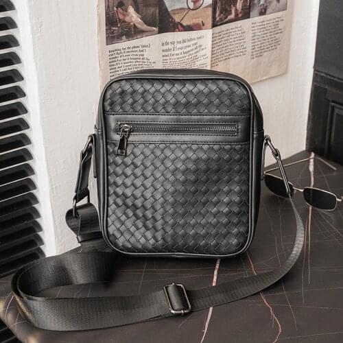 Luxury Brand Leather Men Crossbody Bag Plaid Pattern Travel Messenger Bags For Man High Quality Satchel Sling School Bag