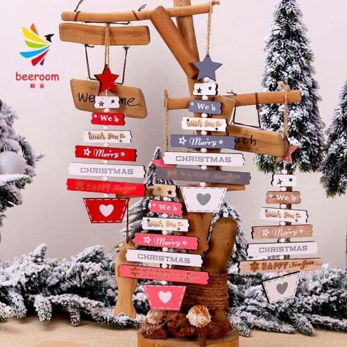 Christmas tree wooden ornaments DIY Christmas decorations colored wooden creative alphabet Christmas tree pendant