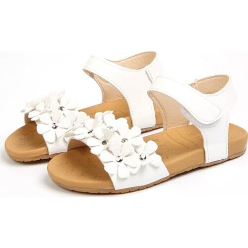 Summer girls Sandals For Girls Leather Sandals Shoes Fashion Flower Soft Bottom Comfy Baby Girls Dance Sandals Shoes