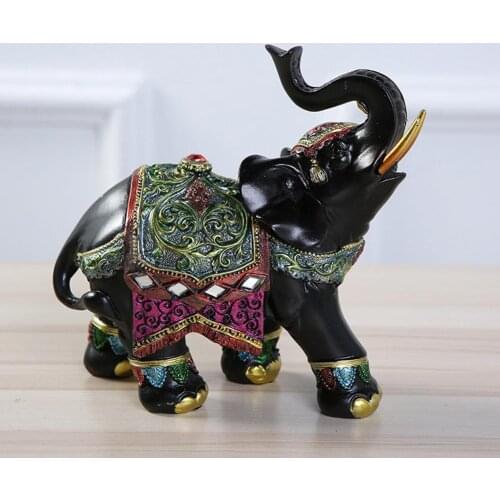 1pcs Resin Elephant Statue Lucky Feng Shui Elegant Elephant Ornament Lucky Wealth Figurine Crafts Ornaments For Home Decor