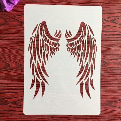 A4 29 * 21cm Angel wings Mandala DIY Stencils Wall Painting Scrapbook Coloring Embossing Album Decorative Paper Card Template