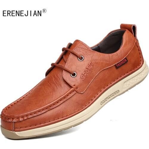 ERENEJIAN Mens Casual Driving Shoes Soft Comfortable Leather Loafers Lace Up Sneakers Footwear Zapatillas De Hombre Chaussures