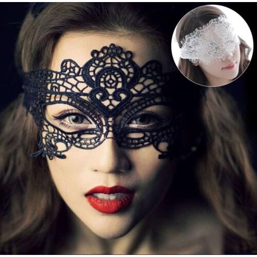 Usexy Black White Lace Eye Mask BDSM Bondage Role Play Costumes Women Erotic Accessories Sexy Transparent Blindfold Eye Cover