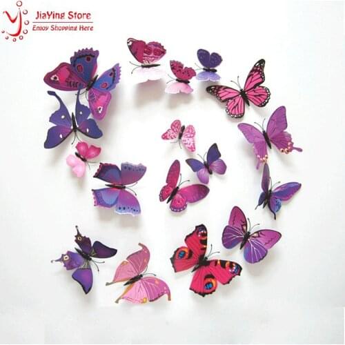 12Pcs/Set Butterfly Vintage Poster Magnetic Wall Stickers For Kids Rooms 3D Bathroom Flower Sticker Wall Fridge Magnet Decor
