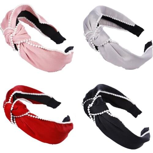 Lady pearl knot hairbands headbands fashion sweet women girls hair head hoop band accessories Boutique Female headdress headwear
