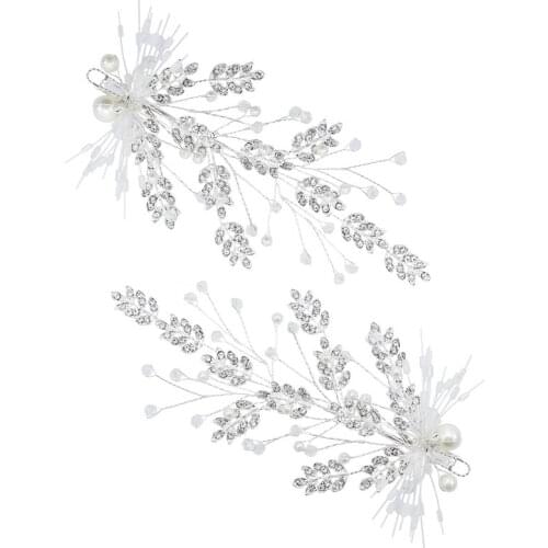 1pair Crystal Rhinestone Pearl Hair Comb Clips Bridal Wedding Jewelry Hair Accessories for Women Bride Bridesmaid Handmade Hair