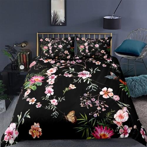 2-3pcs White Blue Bedding 3D Floral Printed Duvet Cover Soft Quilt Cover Pillowcase Bedroom Single Twin Queen Double King Size