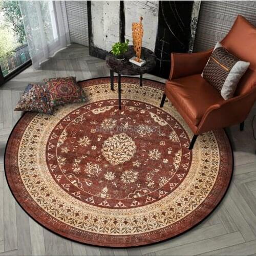 200cm Fashion Retro American Pattern Brown Living Room Bedroom Hanging Basket Chair Round Floor Mat Carpet Customization
