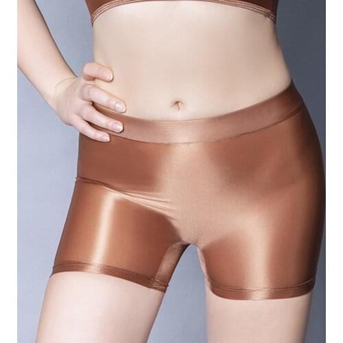 2021 Womens Skirt Safety Briefs Women See Through Underwear Stretch Oil Shiny Glossy Panties Boxer Shorts Slim Sexy Lingerie