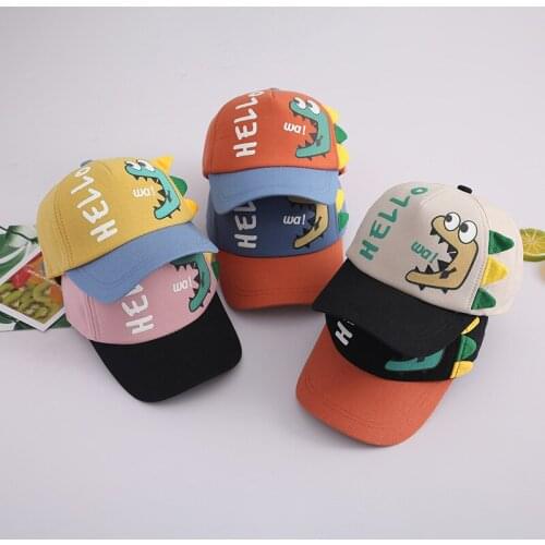 49-52cm Korean Baby Baseball Cap Cartoon Dinosaur Children Travel Casual Visor Caps Cute Matching Color Toddler Snapback hat