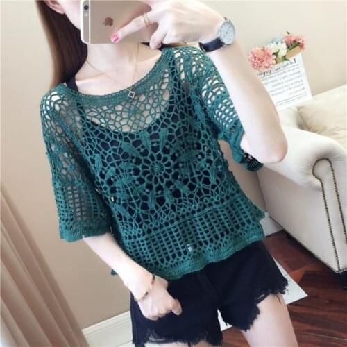 Blouse Autumn New Mesh Shirt Loose Blouse Short Mid-Length Sleeve Lace Shirt Top Sling Two-Piece Set Blusas Mujer De Moda