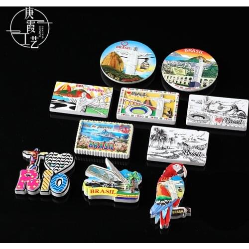 Brazil refrigerator stickers Rio de Janeiro tourism souvenir collection 3D magnet stickers football field fridge magnets decor