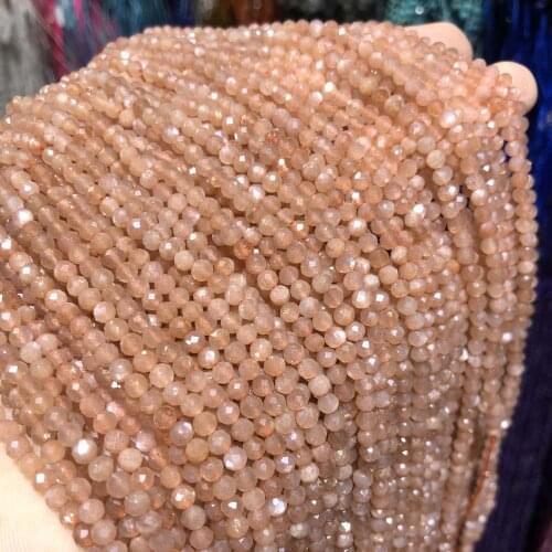 High Quality Natural Orange Moonstone Beads Micro Section Round Loose Beads for Jewelry Making DIY Necklace Bracelet Accessories