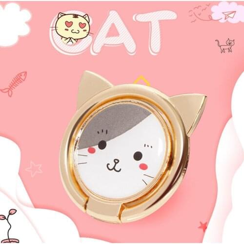 Phone Holder Luxury Cartoon Cat Holder Cute Mobile Phone Socket Holder iPad Smartphone Metal Non-slip Ring Stand