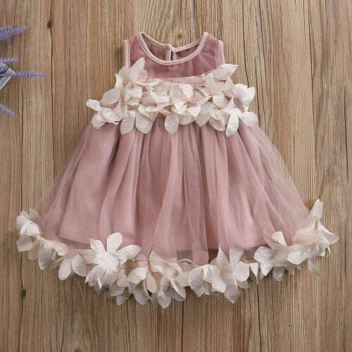 Children Toddler Kids Baby Girls Floral Lace Sleeveless Princess Dress Bridesmaid Party Petal Tulle Tutu Dress Dresses 1-7Y