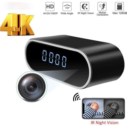 Home Security 4K Wifi Camera Secret Clock Micro Camcorder Night Vision Motion Detect Dightal clock Cam suport Hidden tf card